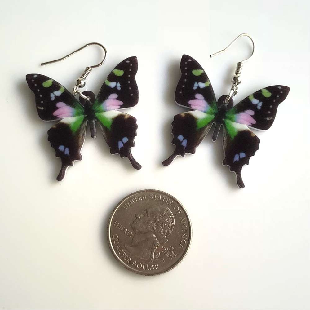 NEW Acrylic Swallowtail Butterfly Earrings - Picture 3 of 6